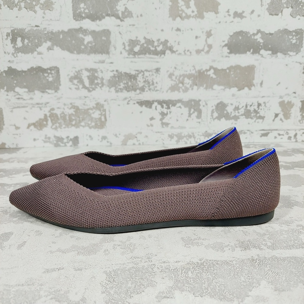 NEW Rothy's The Flat Tan Knit Pointy Toe Slip On Loafers W558